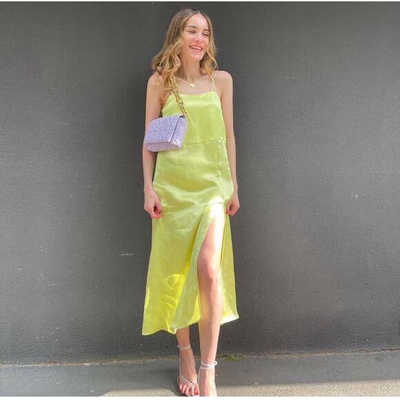 ZARA BLOGGER FAVORITE SATIN MIDI FLOWY DRESS - Picture 9 of 14